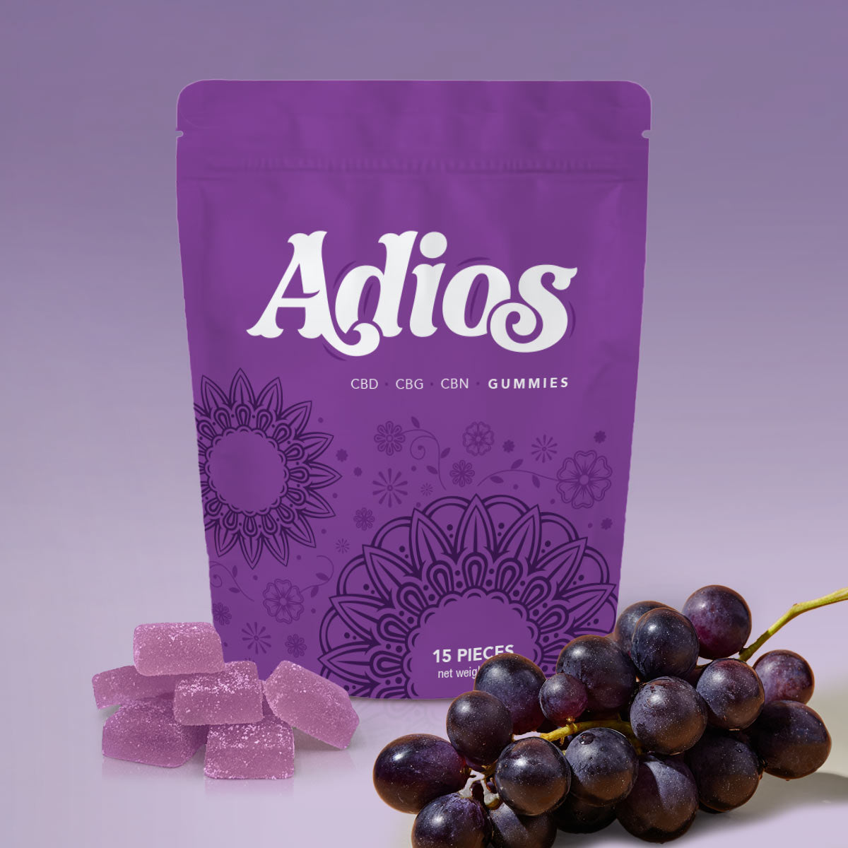 Grape Escape – 20mg CBD • 20mg CBG • 20mg CBN (THC-Free) – Adios CBD